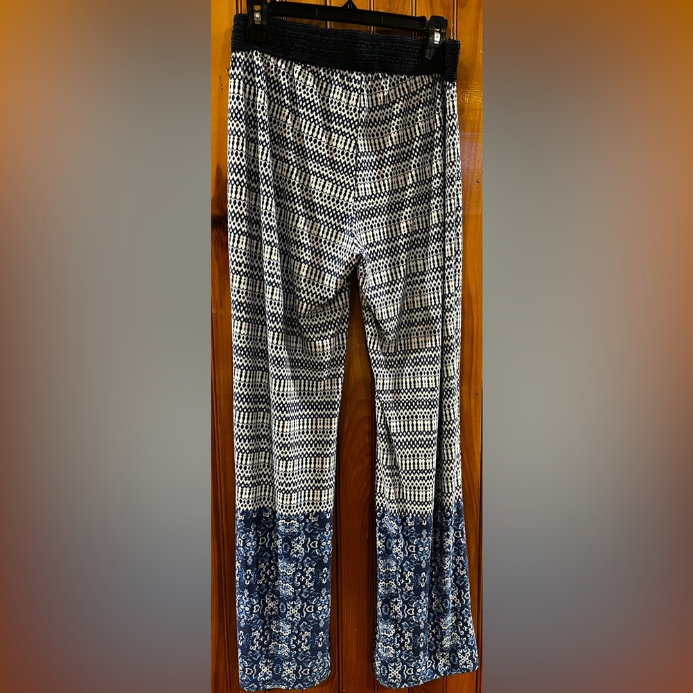 Vintage America Size Small Blue Design Flare Pants Soft Comfortable